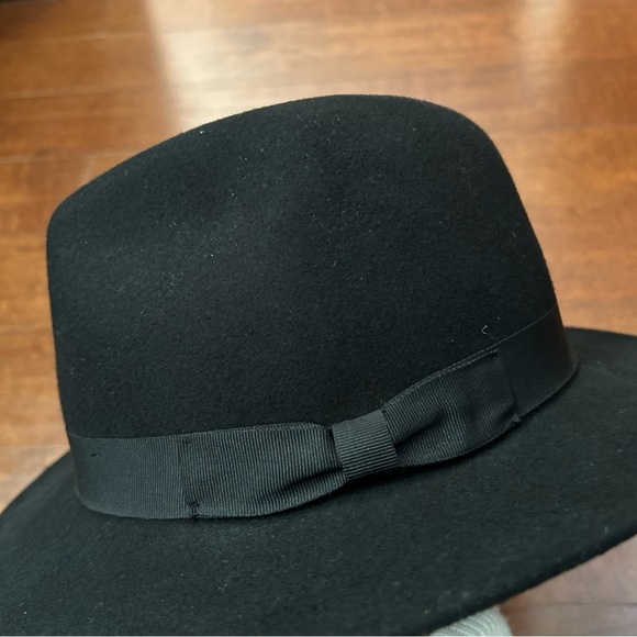 Women’s Black 100% Wool Hat with Matching Black Grosgrain Ribbon Band, Size Lg - Picture 7 of 14